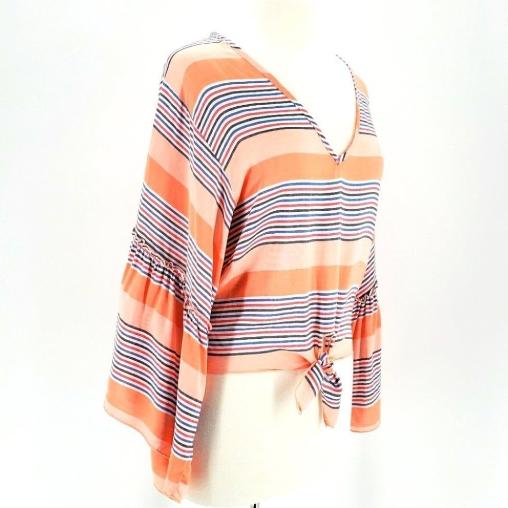 Lavender Fields BOHO Tie Waist Bell Sleeve Blouse Size Medium